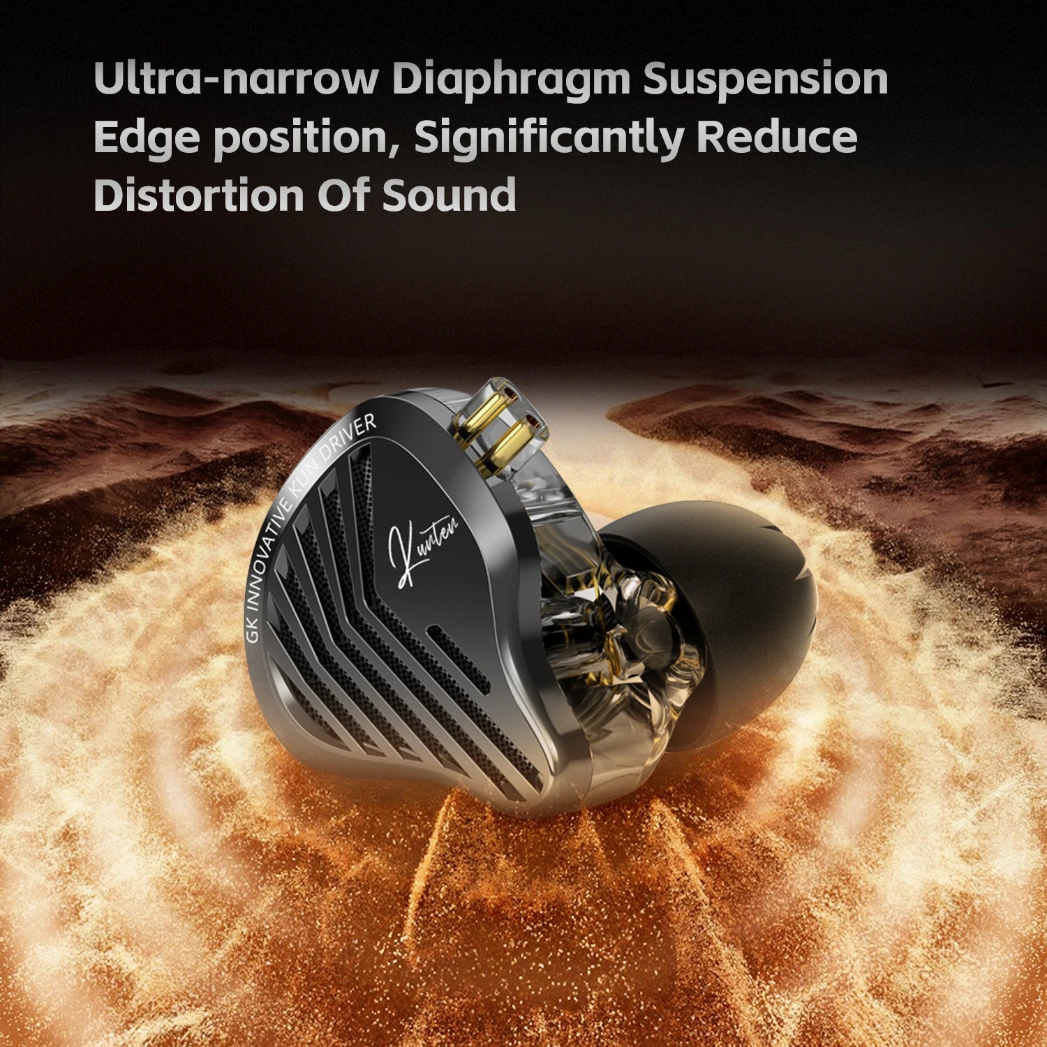 GK KUNTEN Dynamic Drive Headphones HIFI Heavy Bass Earbuds Sports Metal Headphones Detachable Headphones 2PIN KZ Zenith EDX
