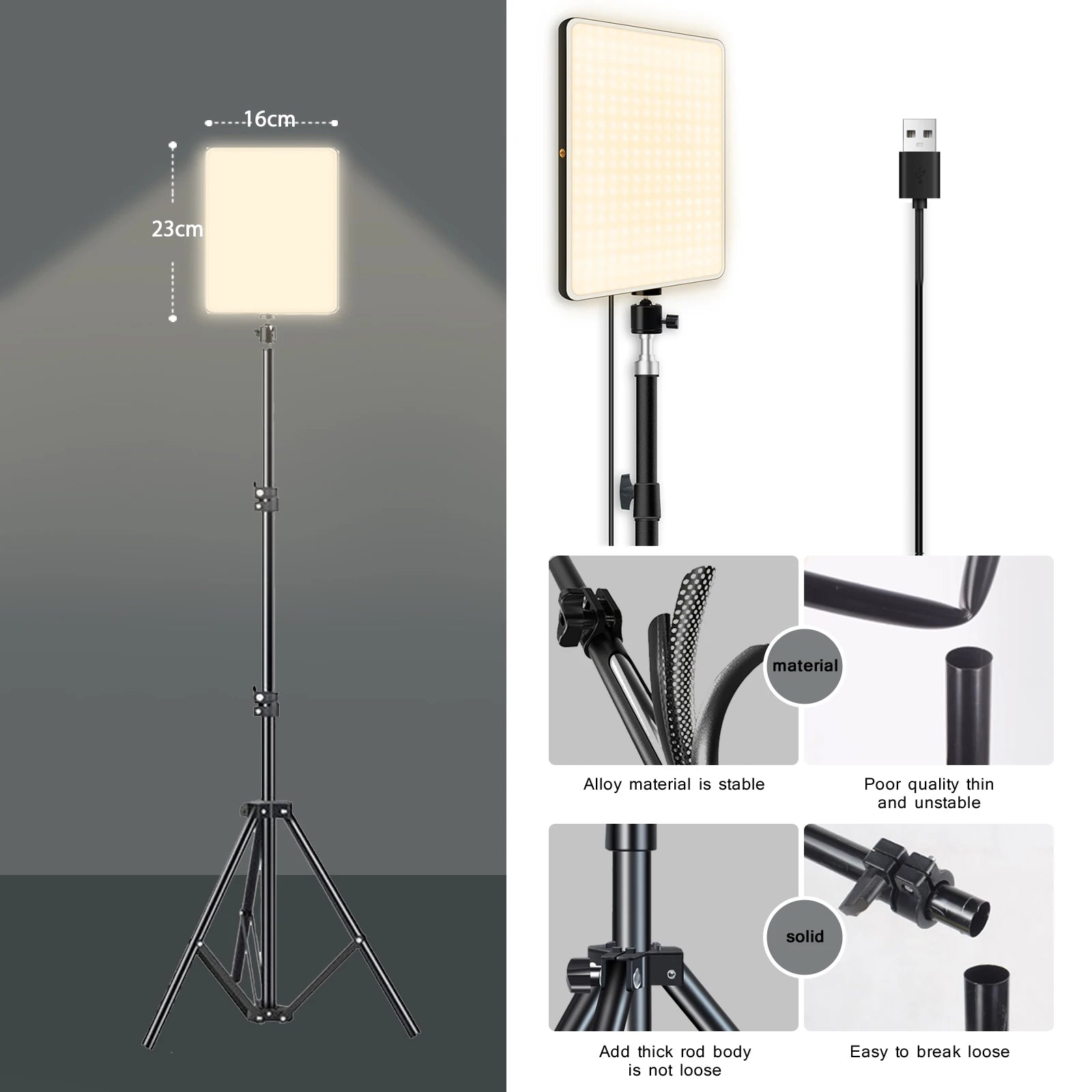 LED Video Conference Lighting Selfie Light with Tripod for Photo Studio Shooting Live Streaming TikTok Zoom Eye-catching Bi-Color Photo Studio Lamp