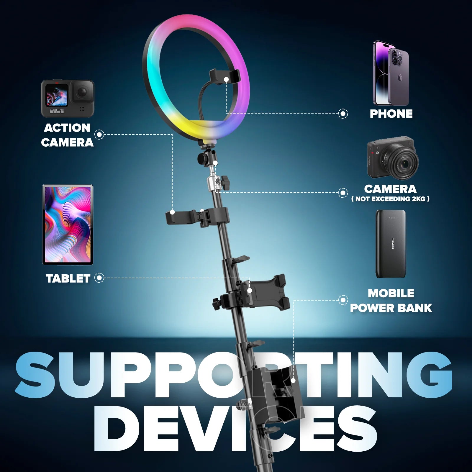 360 Photo Booth Rotating Platform with RGB Ring Light – Selfie Spinner Photobooth for Parties, Weddings & Events, Flight Case Included