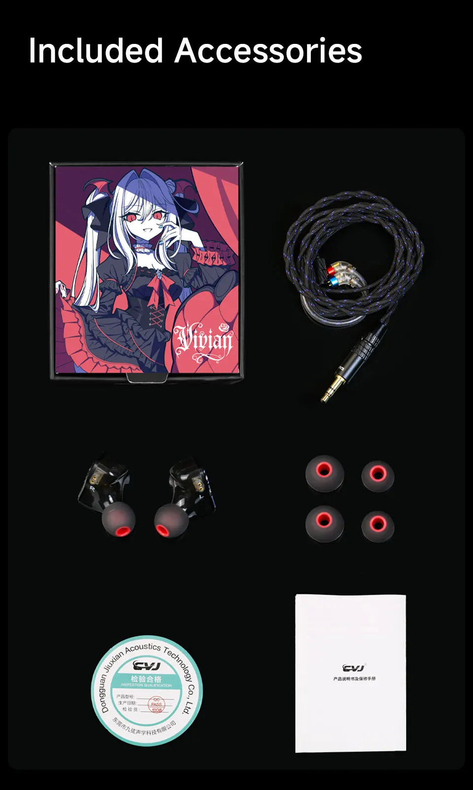 CVJ Vivian In Ear Earphones10mm Dual Magnetic Sound 3 Tuning Modes Music Movies Gaming Ergonomic Design Ideal for HiFi Upgrade