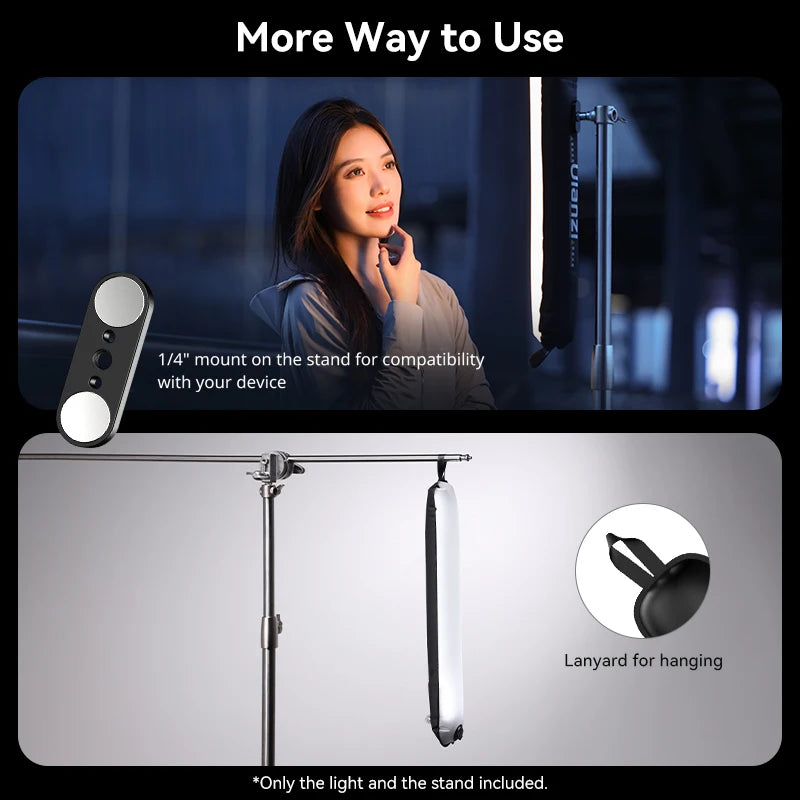 Ulanzi UA12 12W Bi-Color Magnetic Portable Air Tube Light 2700K-6500K Waterproof Foldable 18WH Lamp for Live Photography Shooting