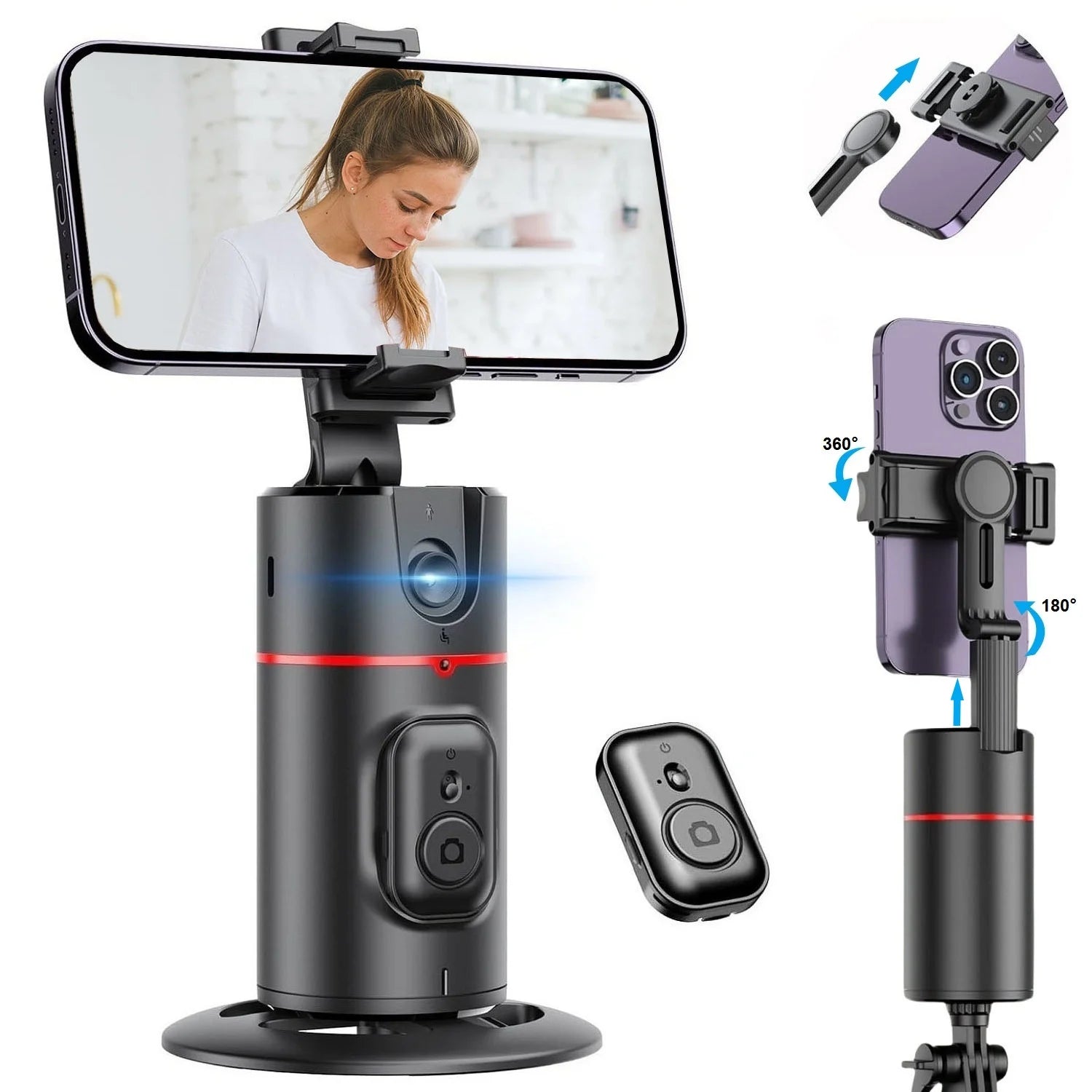 AI Auto Face Tracking Tripod for Smartphones with 360° Rotation