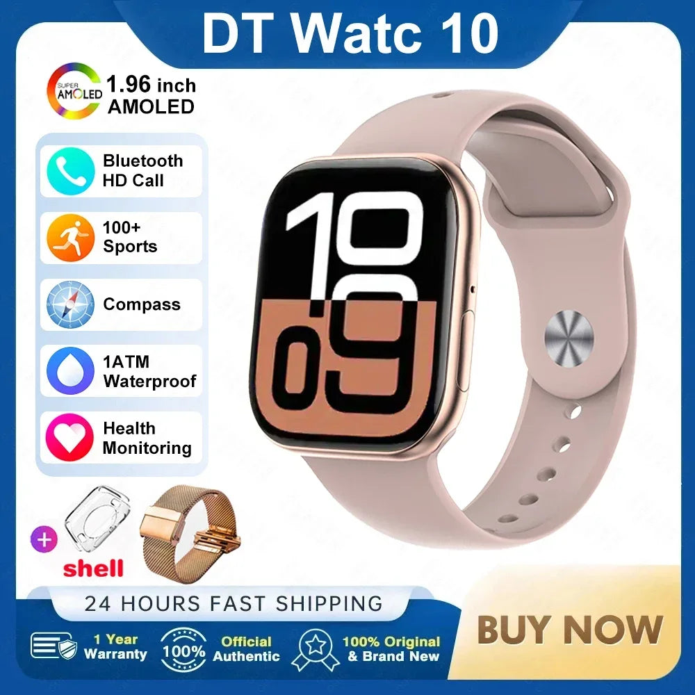 2025 New Original for Apple DT Watch 10 Smart Watch Men AMOLED 4GB Memory Music 3D Surround BT Call Waterproof smart watch Woman