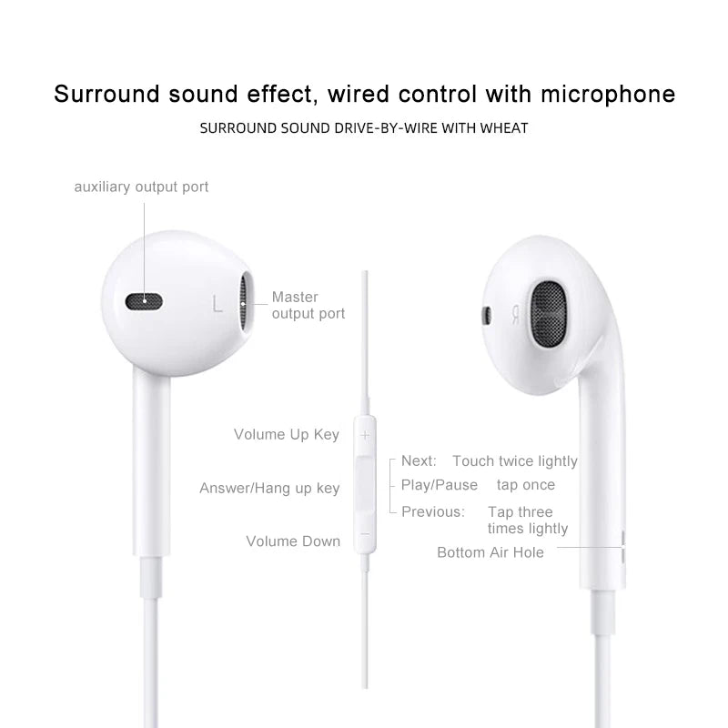 Original Headphones For Apple iPhone 14 13 12 11 Pro Max Wired Earphones X XS XR 7 8 6 Lightning Bluetooth Earplugs Accessories