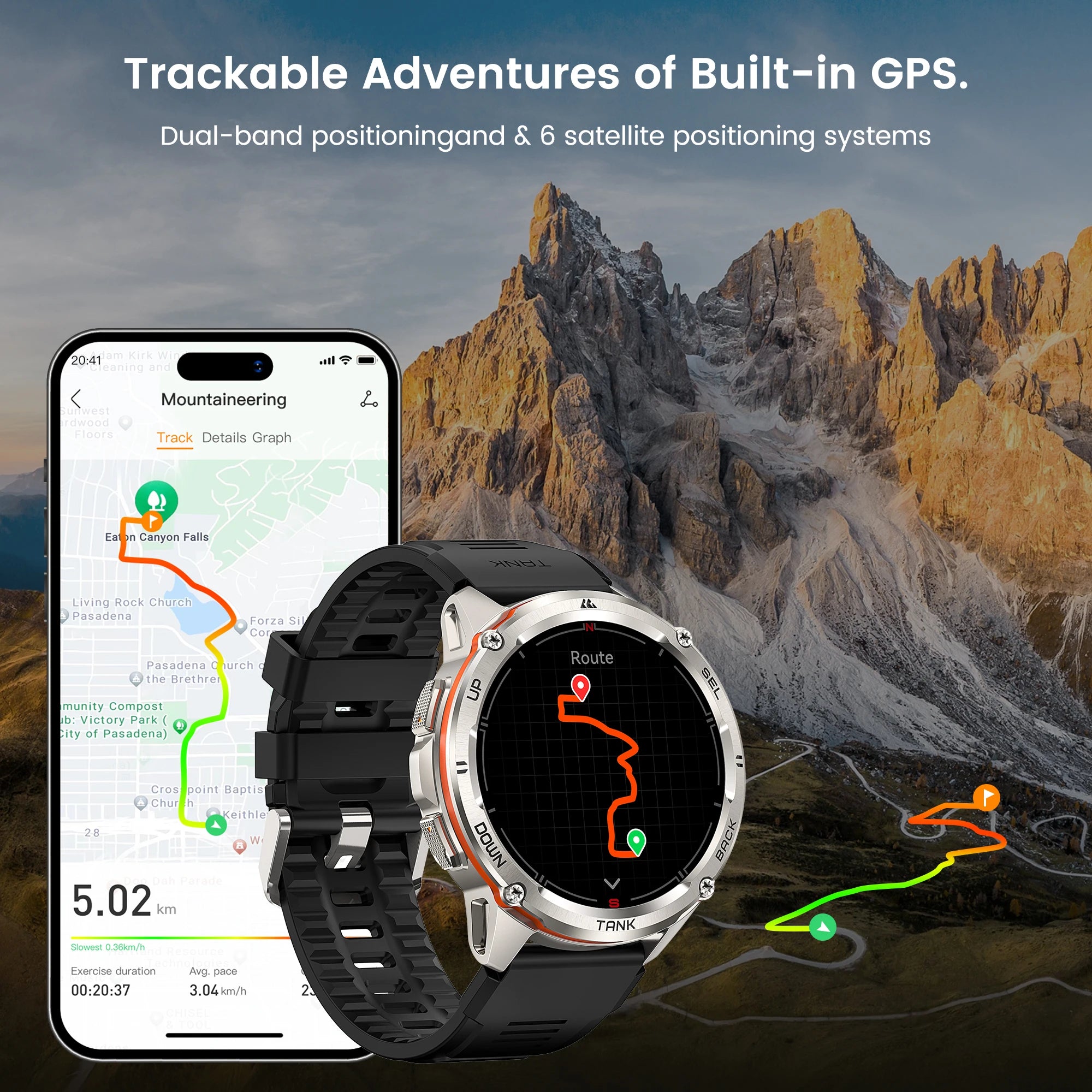 KOSPET TANK T3 Ultra GPS Smart Watch For Men Altimeter Compass Barometric 470mAh 60 Days Battery Bluetooth Call IP69K Waterproof