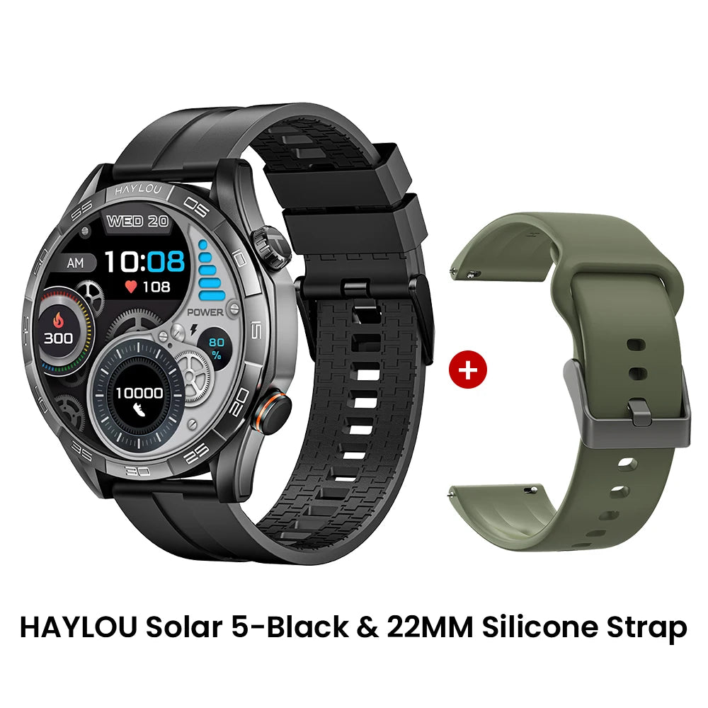 HAYLOU Solar 5 Smartwatch 1.58'' AMOLED Display 60Hz Refresh Rate 24H Health Monitoring Voice Calling 100+ Sports Modes Black/Silver