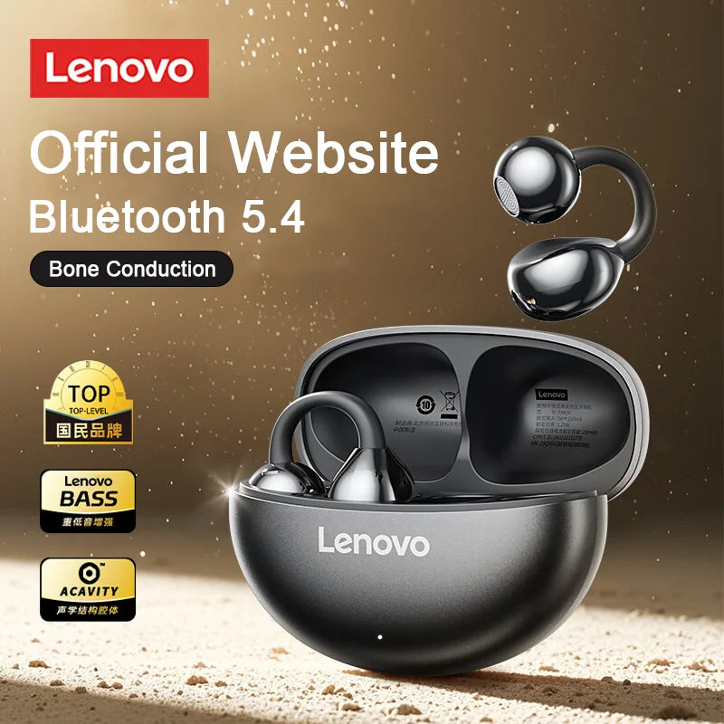 Original Lenovo TA410 TWS Panoramic Sound Effects Wireless Earbuds Ear Clip Bone Conduction With Mic Bluetooth 5.4 Headphones
