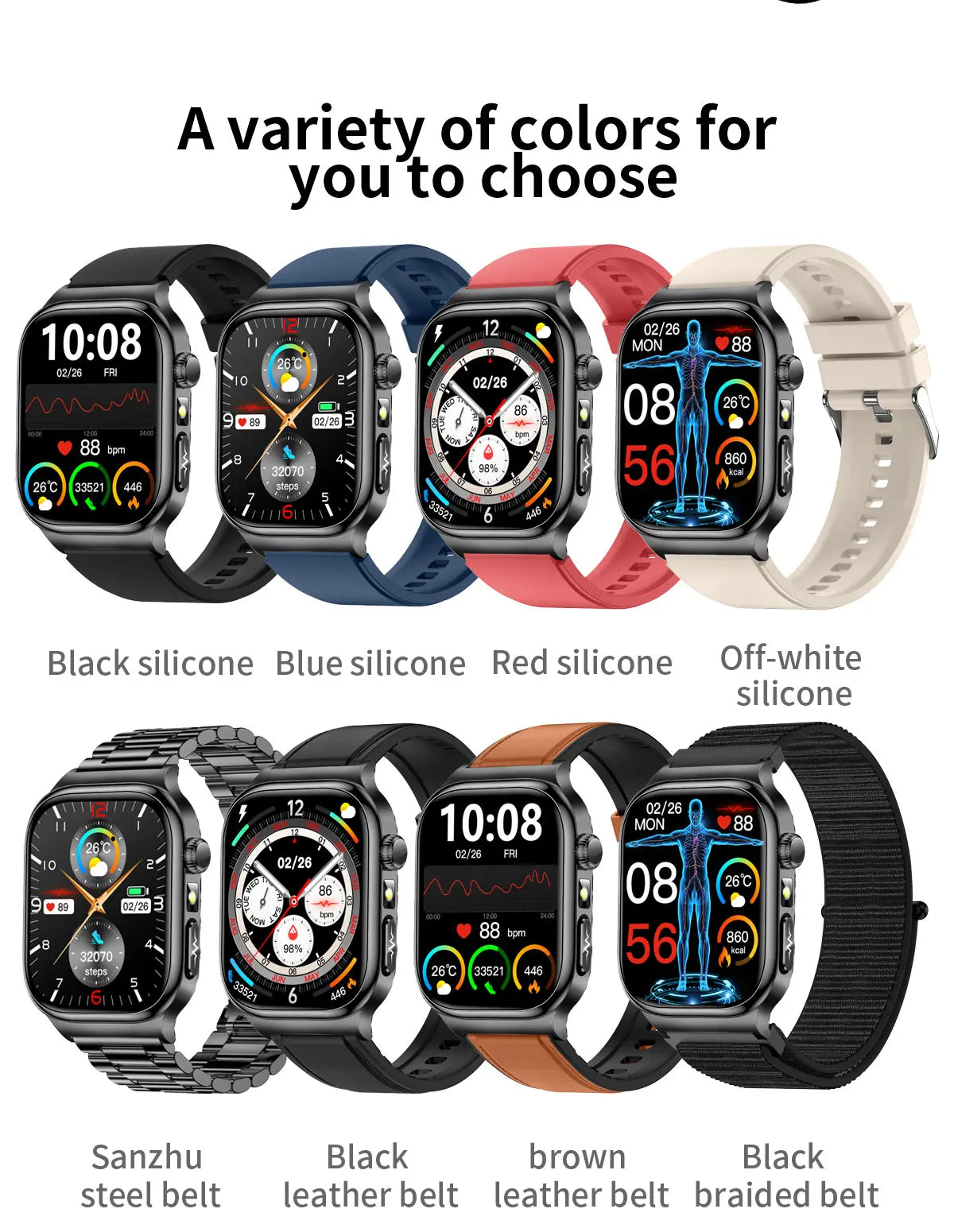 2026New Smart Watch Men Women AI Human Health diagnosis ECG+HRV Blood Pressure Uric acid Blood lipid Bluetooth Call Smartwatch