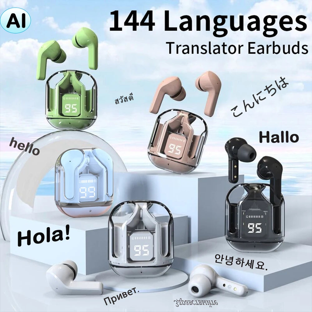 GREATWALL AI Translator Earbuds – Wireless Bluetooth 5.3 Earphones with Noise Reduction, HD Sound & Real-Time Translation for Travel & Fitness