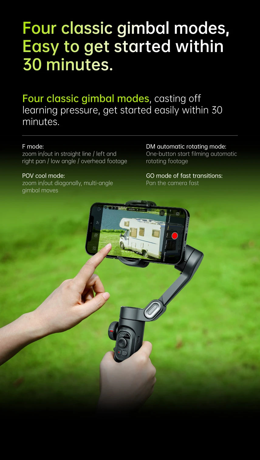 AOCHUAN 3-Axis Handheld Gimbal Stabilizer SmartXE for iPhone Android AI Face Tracking TikTok Vlog Smartphone Camera Stabilizer