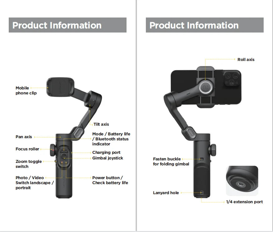 AOCHUAN 3-Axis Handheld Gimbal Stabilizer SmartXE for iPhone Android AI Face Tracking TikTok Vlog Smartphone Camera Stabilizer