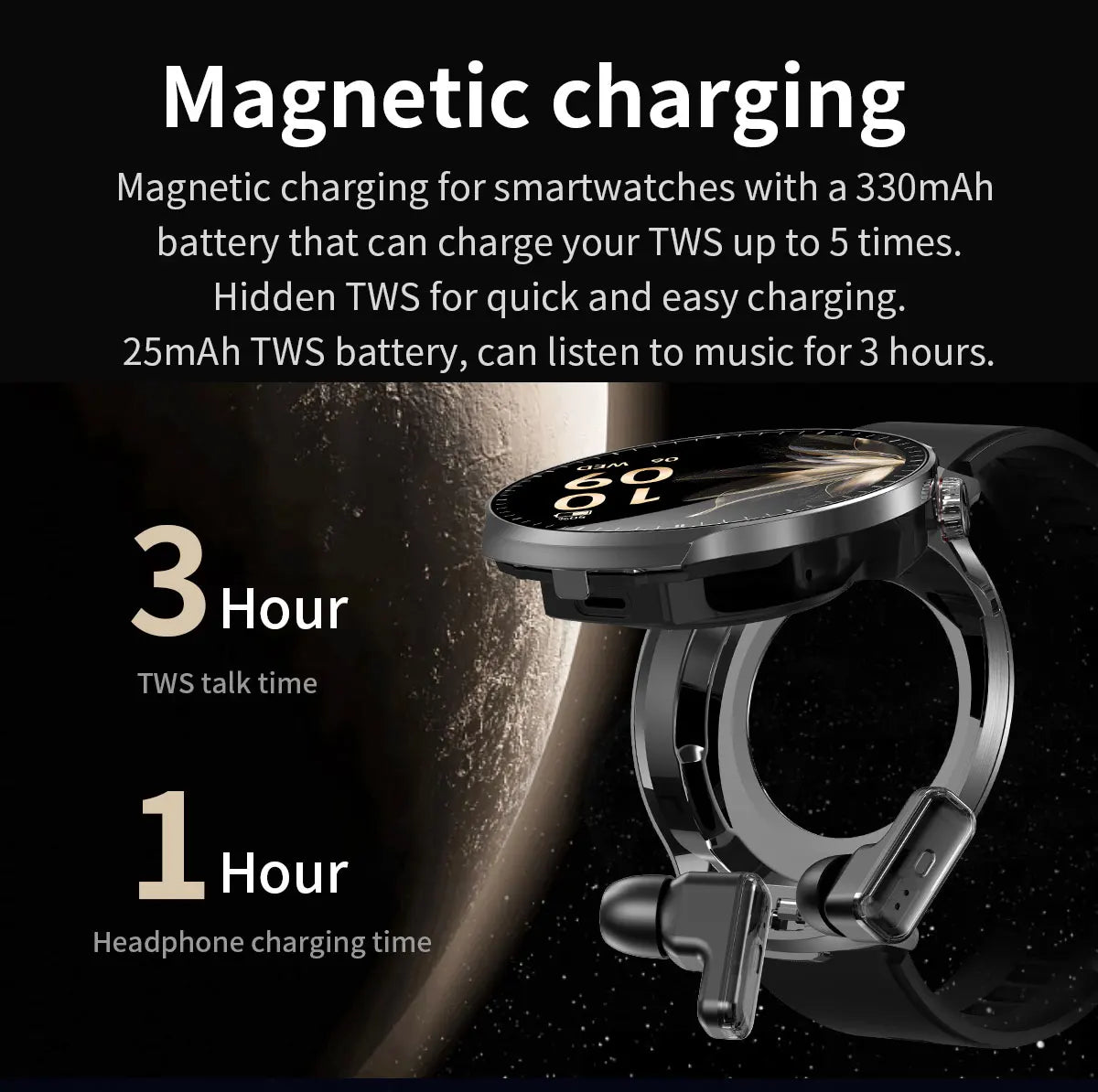 2026 T-REX3 New 2 in 1 Smartwatch With Earbuds Smartwatch TWS Bluetooth Earphone Heart Rate Blood Oxygen Monitor Sports Watch