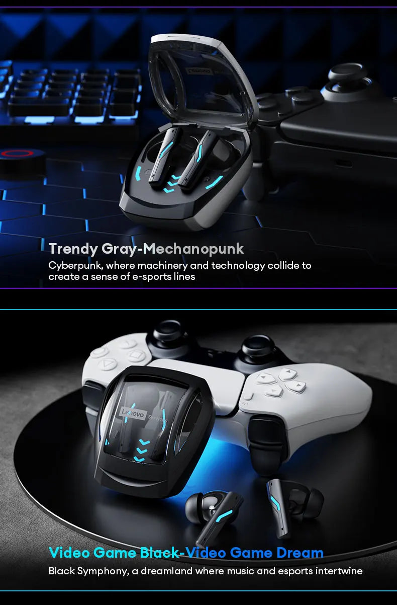 Choice Lenovo GT100 TWS Bluetooth 6.0 Gaming Earbuds Ultra Low Latency Long Endurance Wireless Headphone HD Voice Calls Earphone