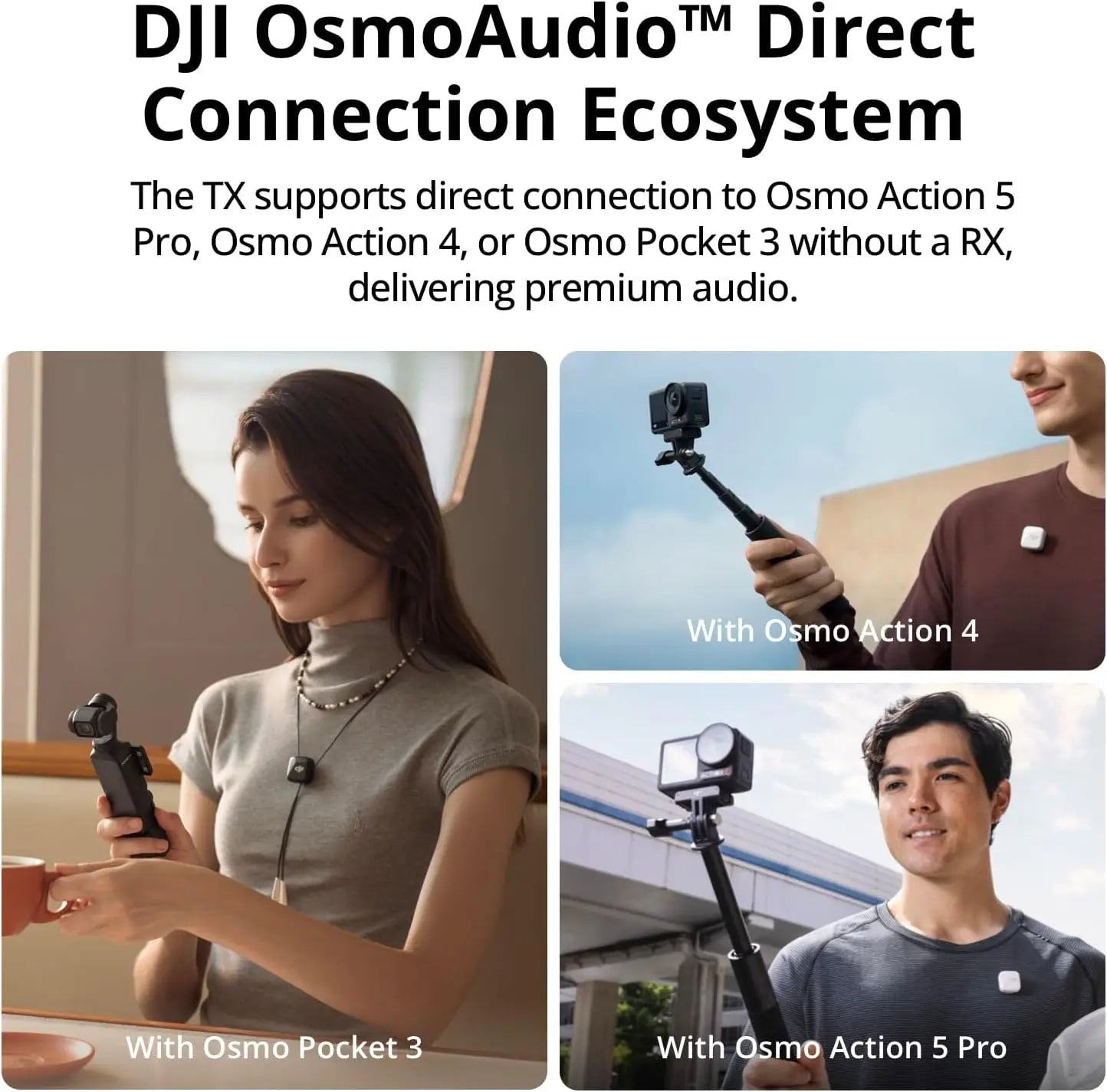 DJI Mic Mini Wireless Microphone 48-Hour Operation w/ Case Two-Level Active Noise Cancelling