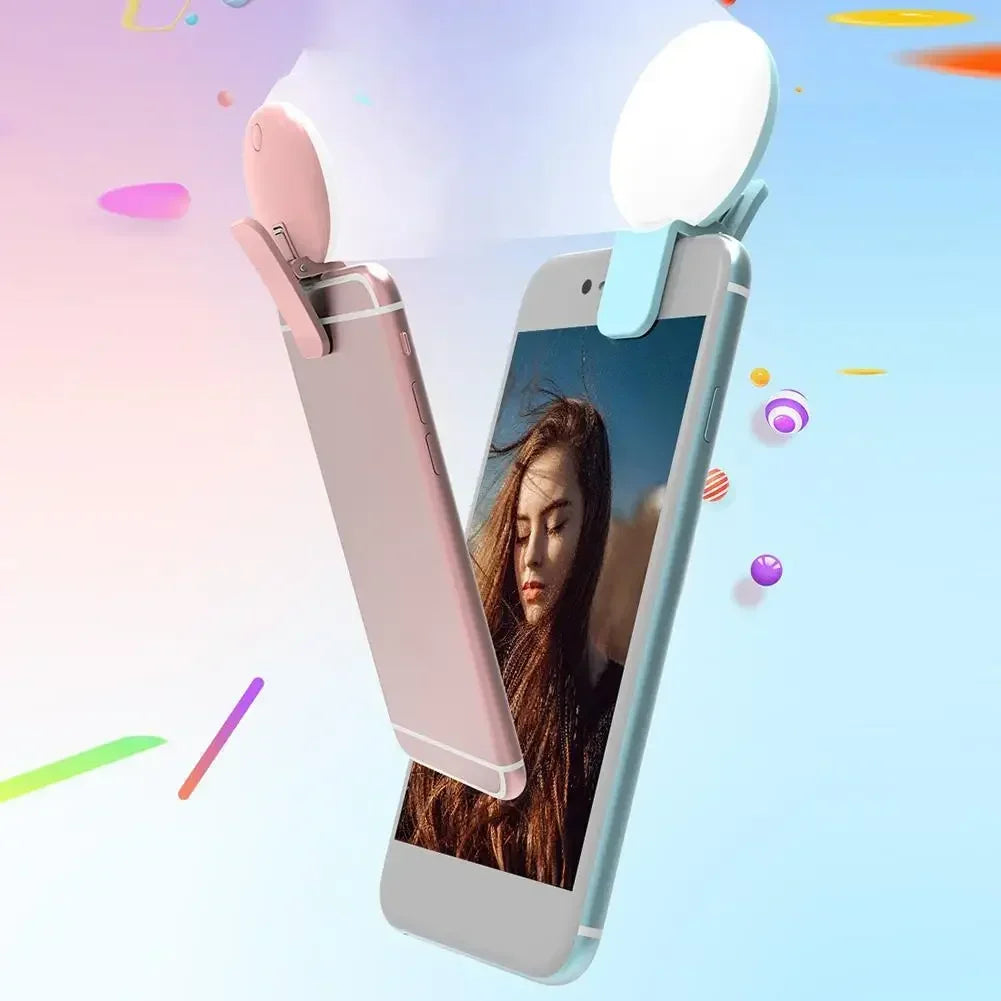 Portable Mini LED Selfie Ring Light for Mobile Phone with Three Stop Dimming Circle Photography Clip Durable Fill Light for All Mobiles