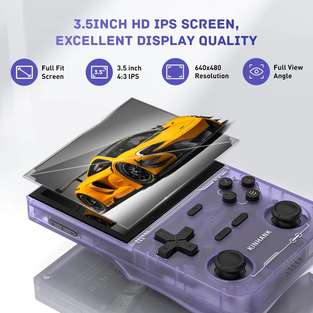KINHANK K36 Open Source Handheld Game Console 3.5 Inch IPS Screen 9000 Games Emulator for PS1/PSP/DC/N64/SS - 256G Expandable Storage