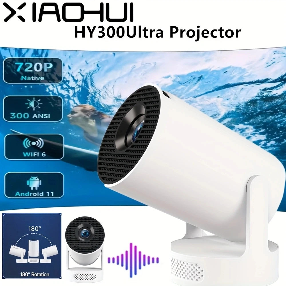HY300 Ultra Short Throw Android 11 Projector 300 ANSI Wifi6 Bluetooth 5.4 1280*720P High Definition Home Cinema Outdoor Travel Projector