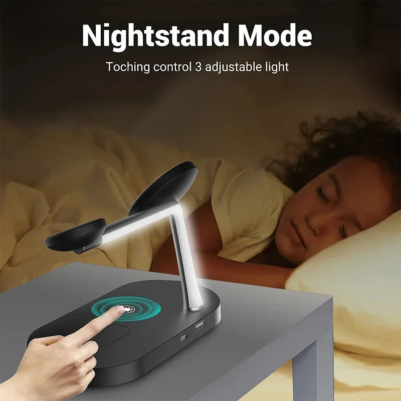 3-in-1 Wireless Charging Stand – Fast Charger for iPhone 17/16/15/14/13/12, Apple Watch & AirPods, Magnetic Charging Station Dock.