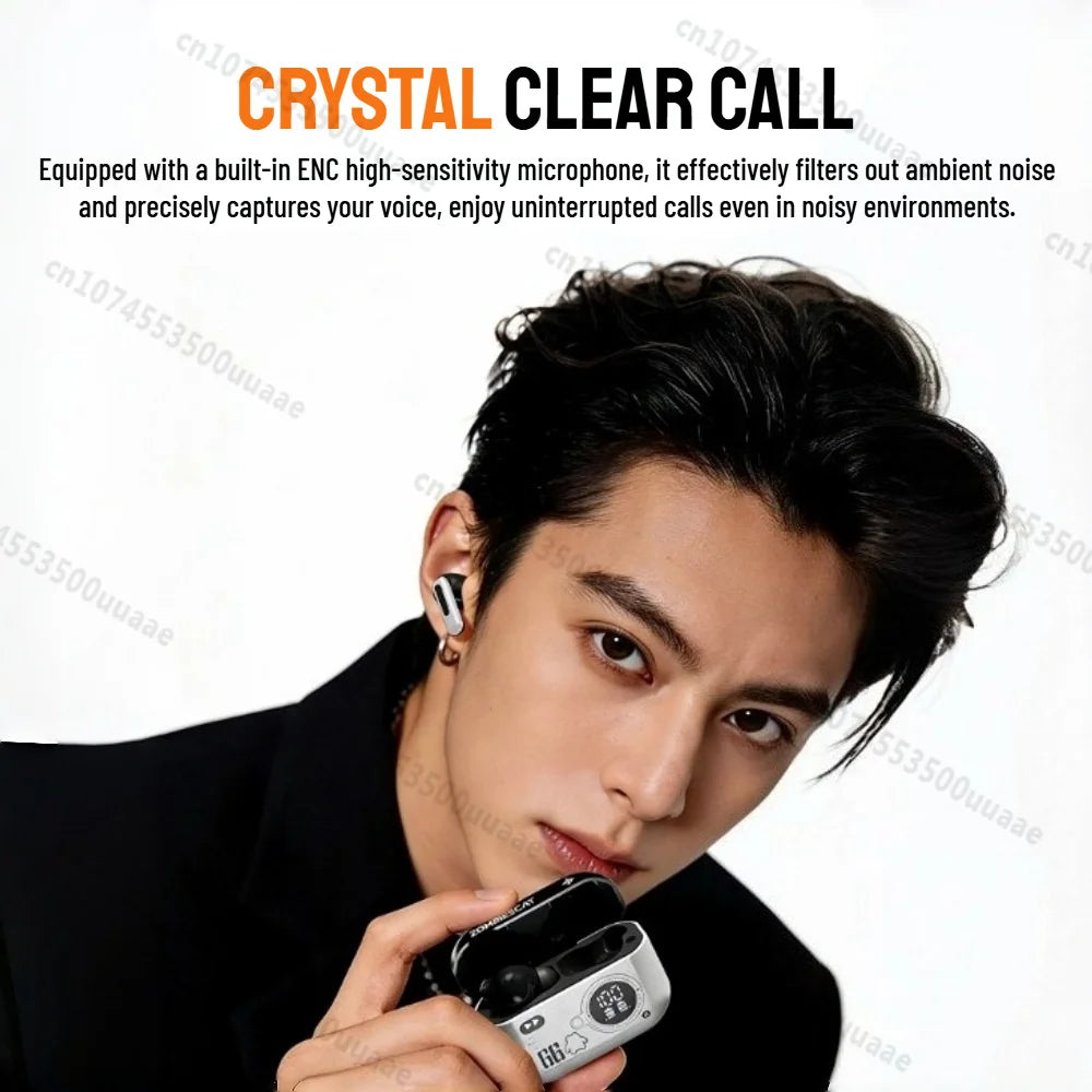 Zombies Cat Alloy ANC Headphones Bluetooth 6.0 -45dB Active Noise Cancellation Earbuds Powerful Deep Bass TWS Wireless Earphones