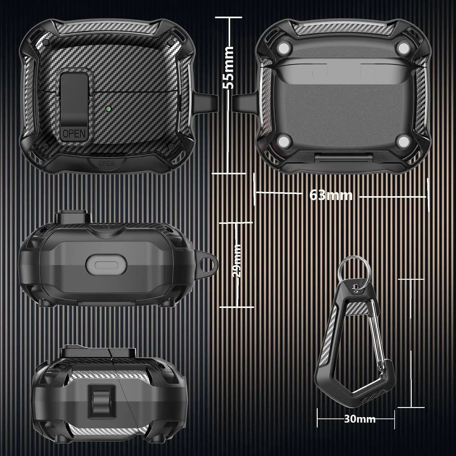 for Samsung Galaxy Buds 3 Pro Case with Secure Lock Carbon Fiber Protective Phone Holder Design Case for Samsung Galaxy Buds 3