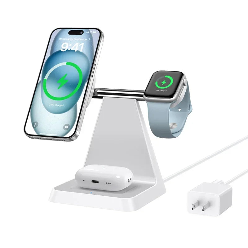Iseyyox 3-in-1 Magnetic Wireless Charging Stand (15W)