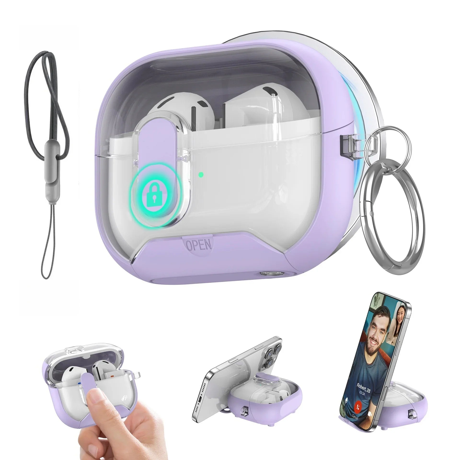 for Samsung Galaxy Buds 3 Pro Case with Secure Lock Carbon Fiber Protective Phone Holder Design Case for Samsung Galaxy Buds 3