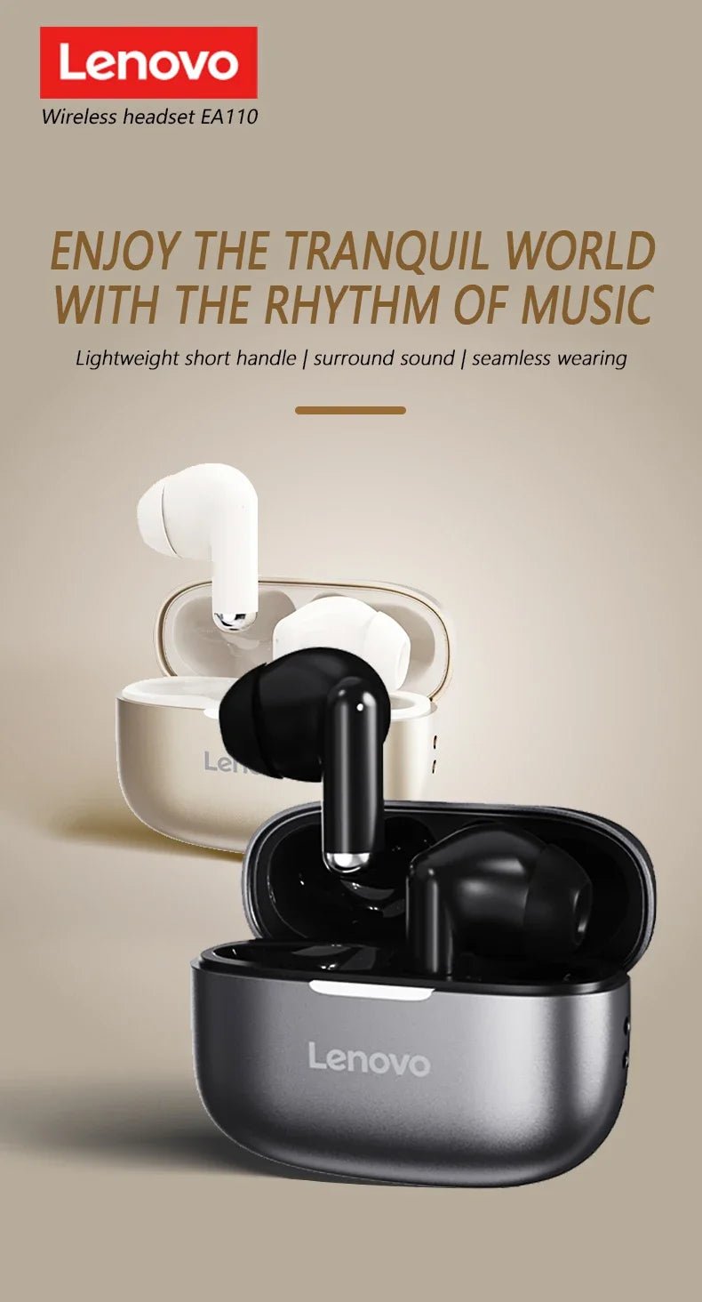 Lenovo EA110 TWS Gaming Earphone ENC High-definition Calling Bluetooth Headphones Noise Reduction 200mAh HD Voice Sports Earbuds