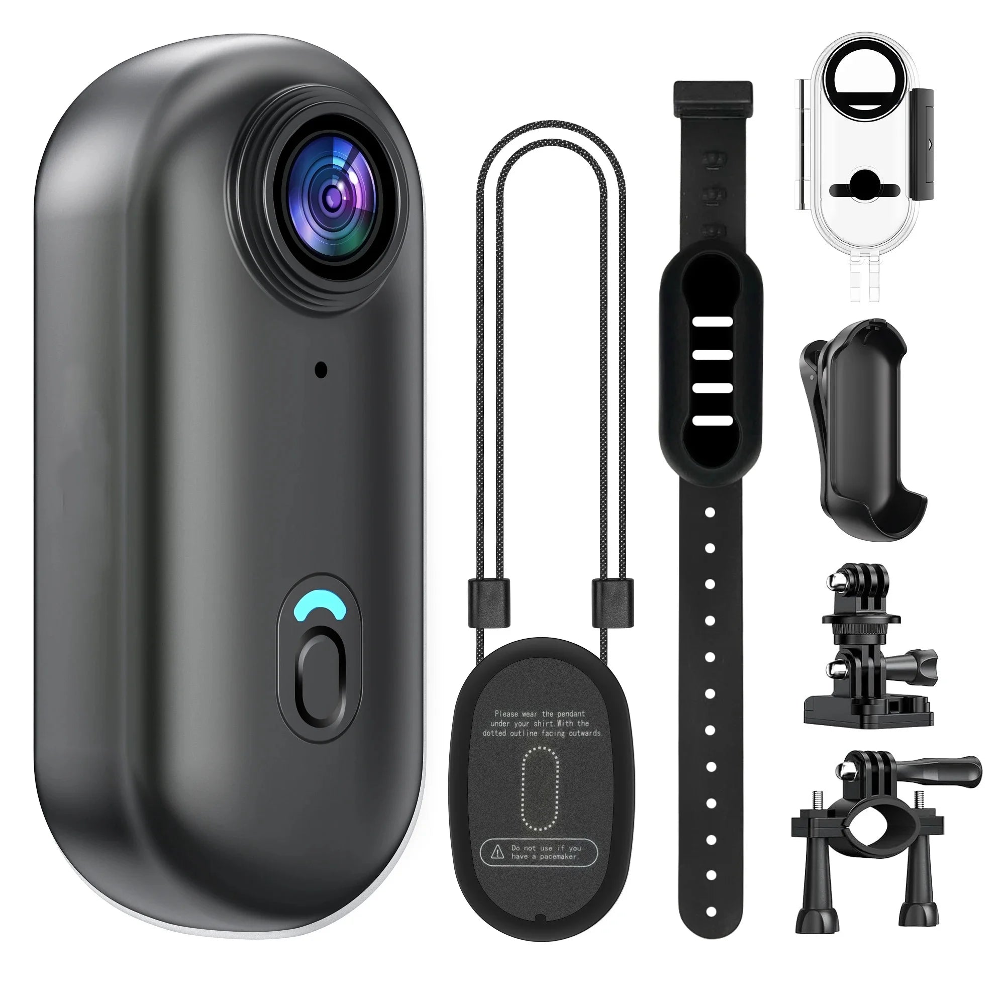 4K Mini WIFI Action Camera 128GB Black Portable Thumb Video Recorder with IPX7 Waterproof Helmet Mount for Vlogging