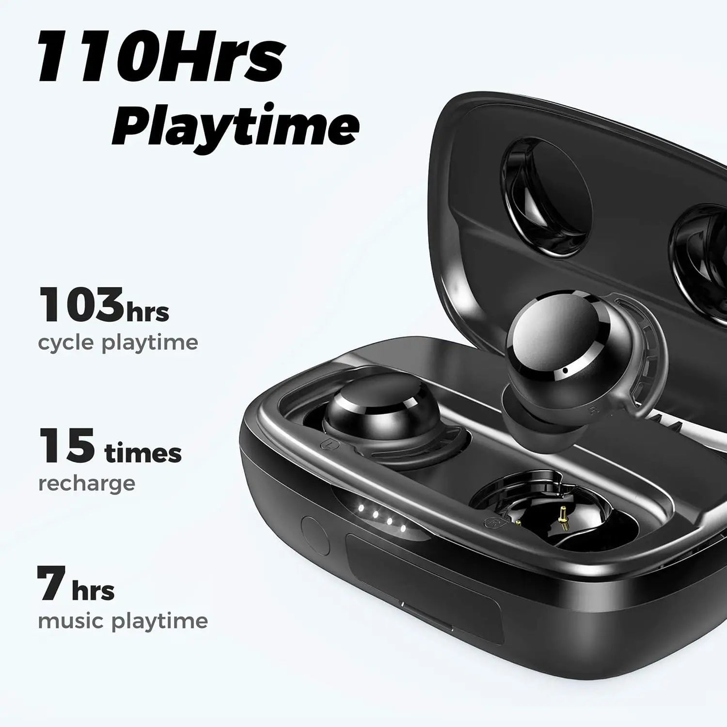 Tribit FlyBuds 3 TWS Bluetooth Earphones IPX8 Waterproof Wireless Headphones with Touch Control Built-in Mic 110-Hour Playtime