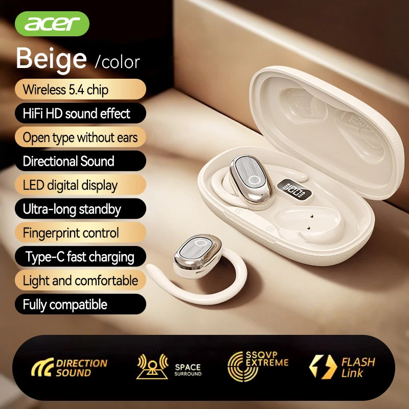 [Official Acer Product] Ohr553 Wireless Bluetooth Earphones with Earhook Design, Ows Design, Hd Calls, Comfortable Wear, Suitable for Sports and Running, Compatible with Mobile Phones, Tablets, and Laptops