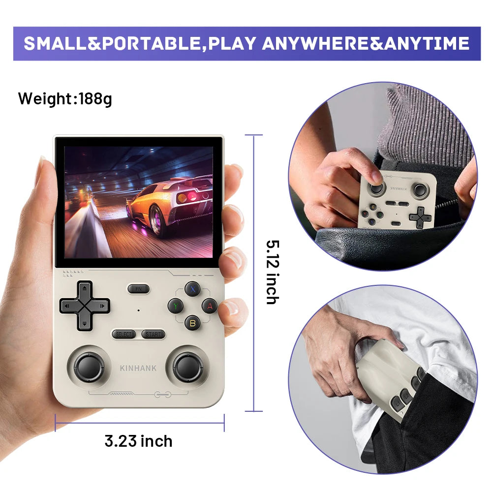 KINHANK K36 Open Source Handheld Game Console 3.5 Inch IPS Screen 9000 Games Emulator for PS1/PSP/DC/N64/SS - 256G Expandable Storage