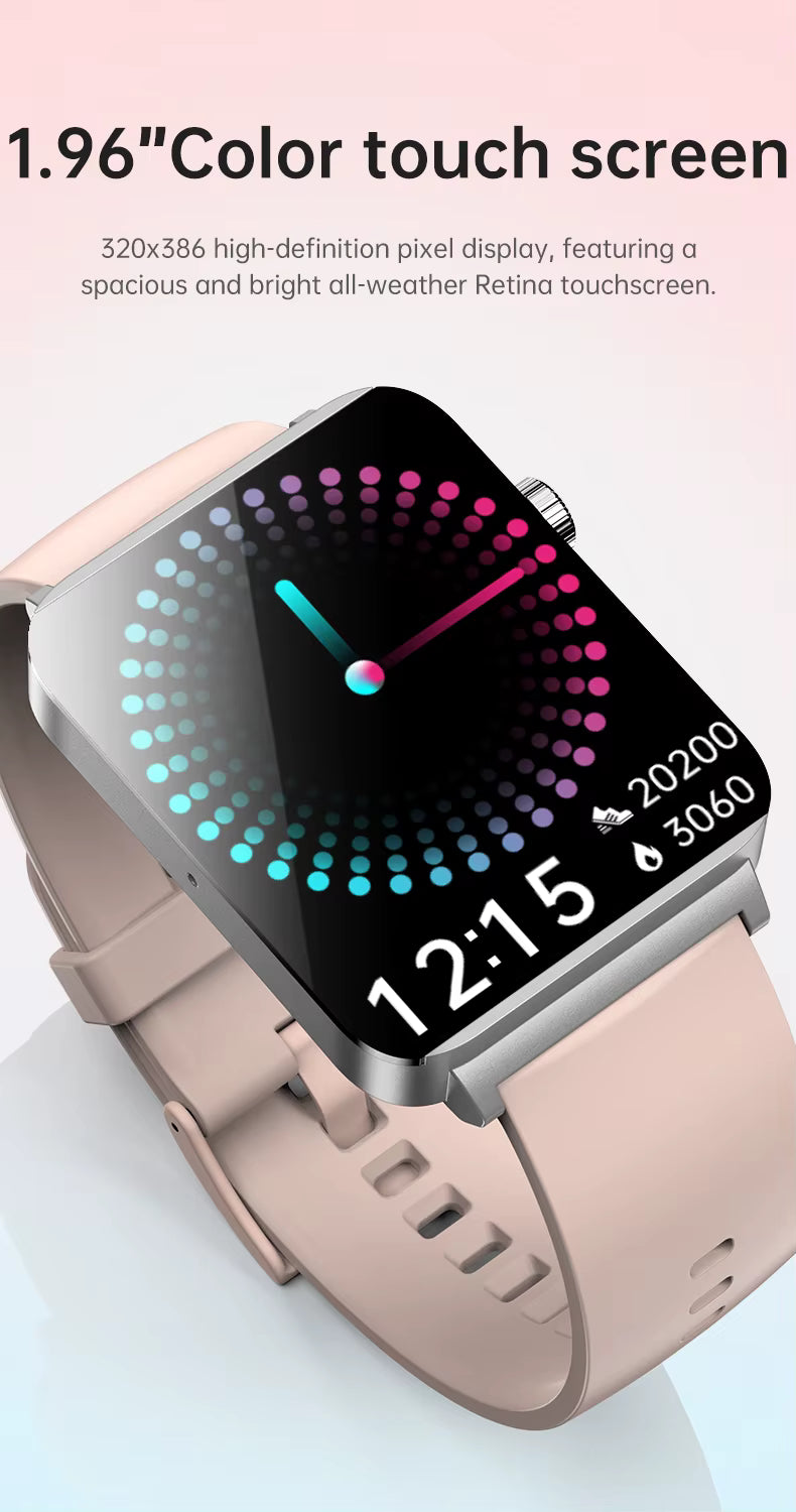 KS03 PRO Health Smart Watch For Men Women Bluetooth Calling Fitness Tracker Smartwatch E/C/G Test Outdoor 1.96" Large Screen SOS