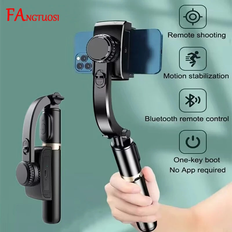 FANGTUOSI Mobile Video Stabilizer Bluetooth Selfie Stick Tripod Gimbal for Smartphone Live Streaming Vertical Shooting Bracket