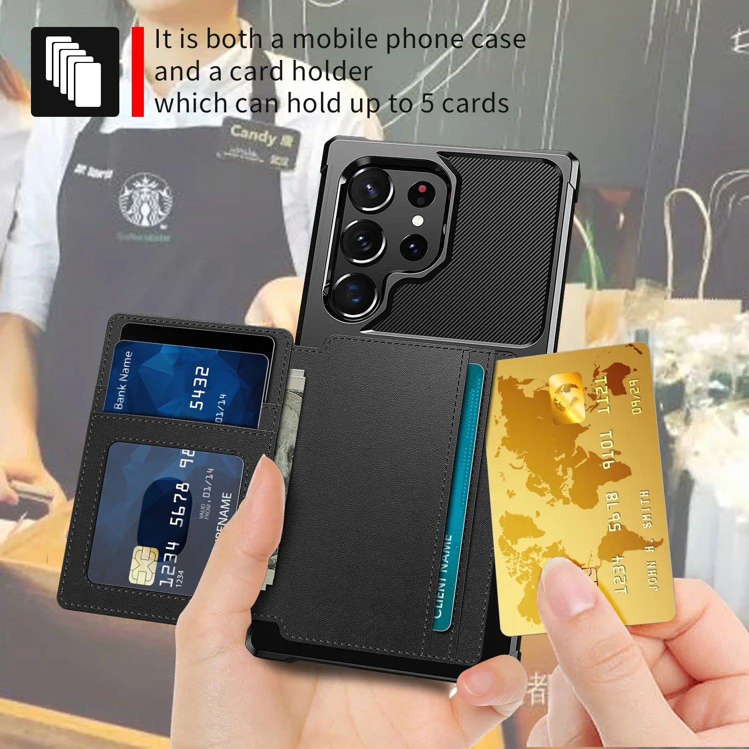 Samsung Galaxy, Credit Card Case PU Leather Flip Wallet Cover