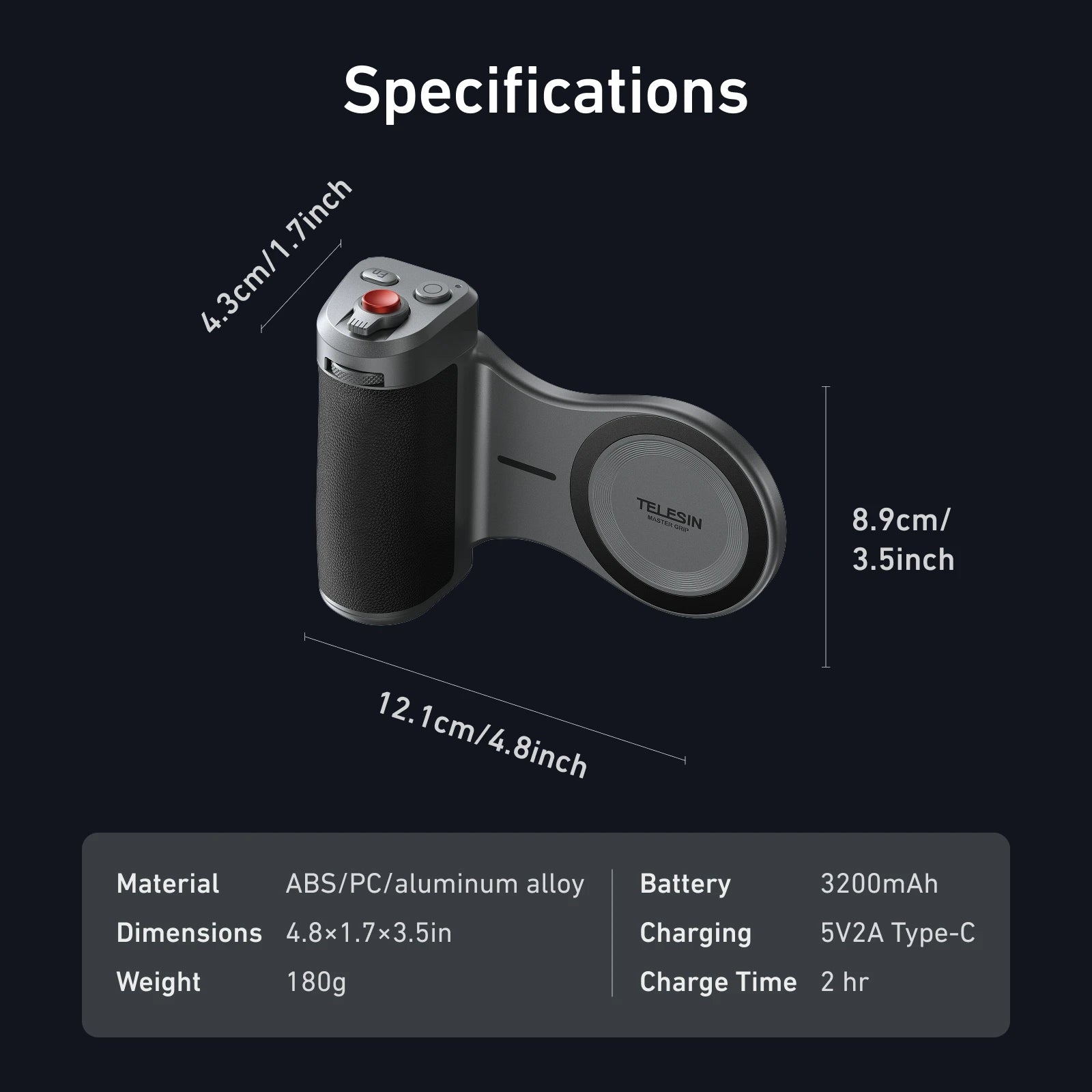TELESIN Master Grip Set for iPhone 17 pro pro Max - Magnetic Phone Holder with 3200mAh Power Bank & Wireless Charging Hand Grip