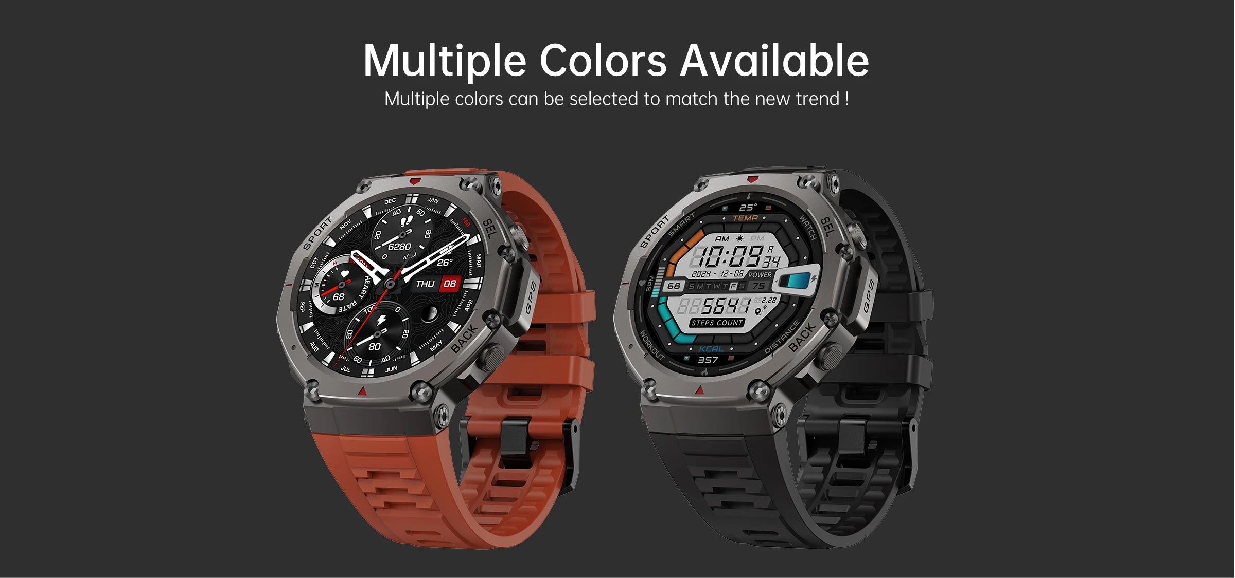 New Rugged GPS DM58 Smart Watch 500mAh Battery 170 Sport Modes 5ATM Waterproof Bt Call AMOLED Display Fitness Outdoor
