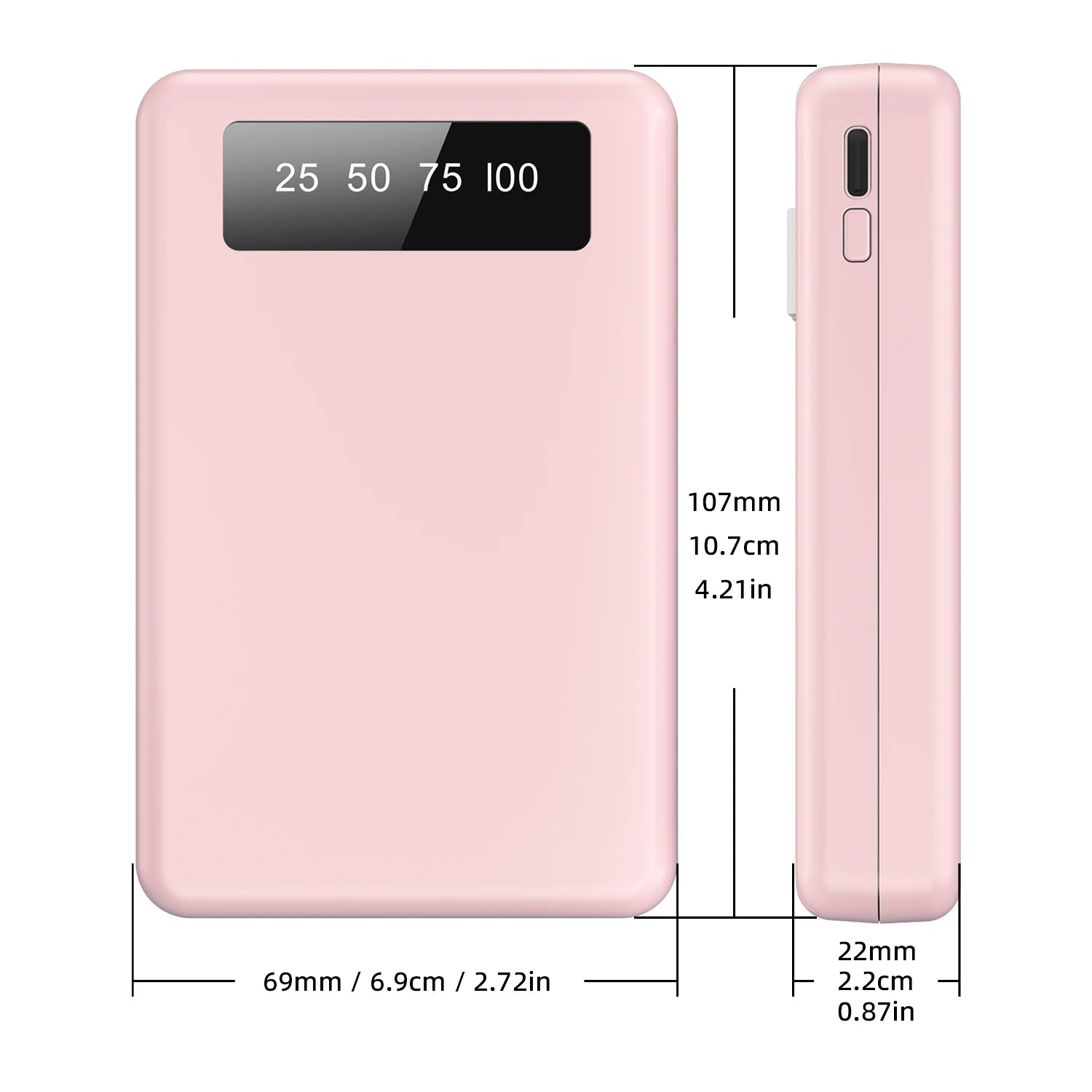 10000Mah Mini Compact Portable Mobile Phone Charger, 4-Usb Output, Built-In Type-C, Micro, for iPhone Cable Charging, Slim and Lightweight Usb-A Battery Pack External Mobile Phone Charger