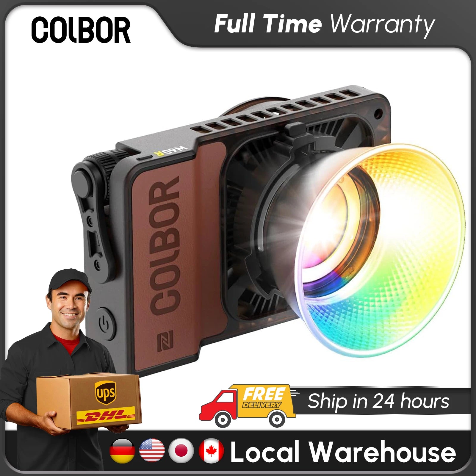 COLBOR W60/W60R/W100/W100R COB LED Video Light – 60W/100W Portable Photography Lighting, Handheld Pocket Fill Light for Outdoor Shooting