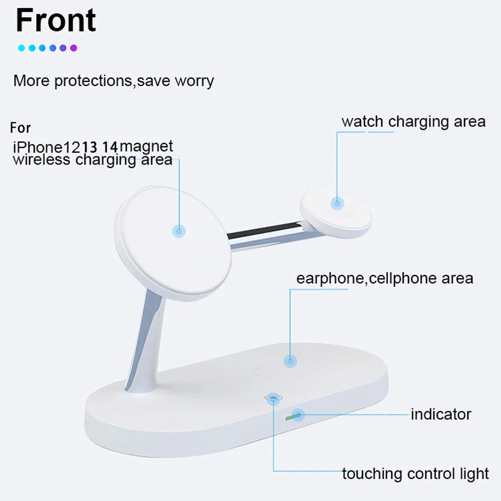 3-in-1 Wireless Charging Stand – Fast Charger for iPhone 17/16/15/14/13/12, Apple Watch & AirPods, Magnetic Charging Station Dock.