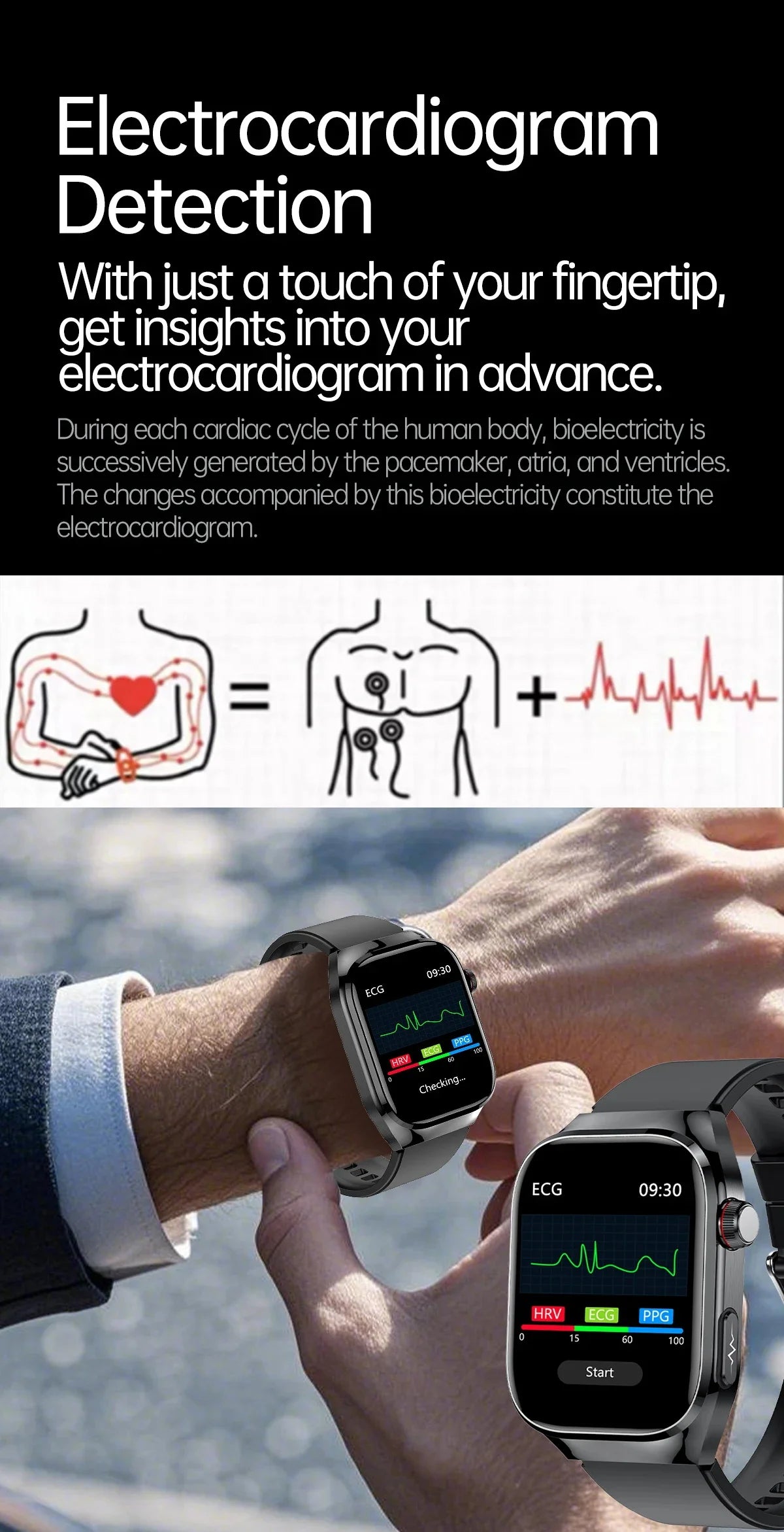 New Nursing Level Blood Pressure Laser Therapy Diagnosis Smart Watch Men Women Clock ECG+PPG Uric Acid Lipid Heart Rate Watches