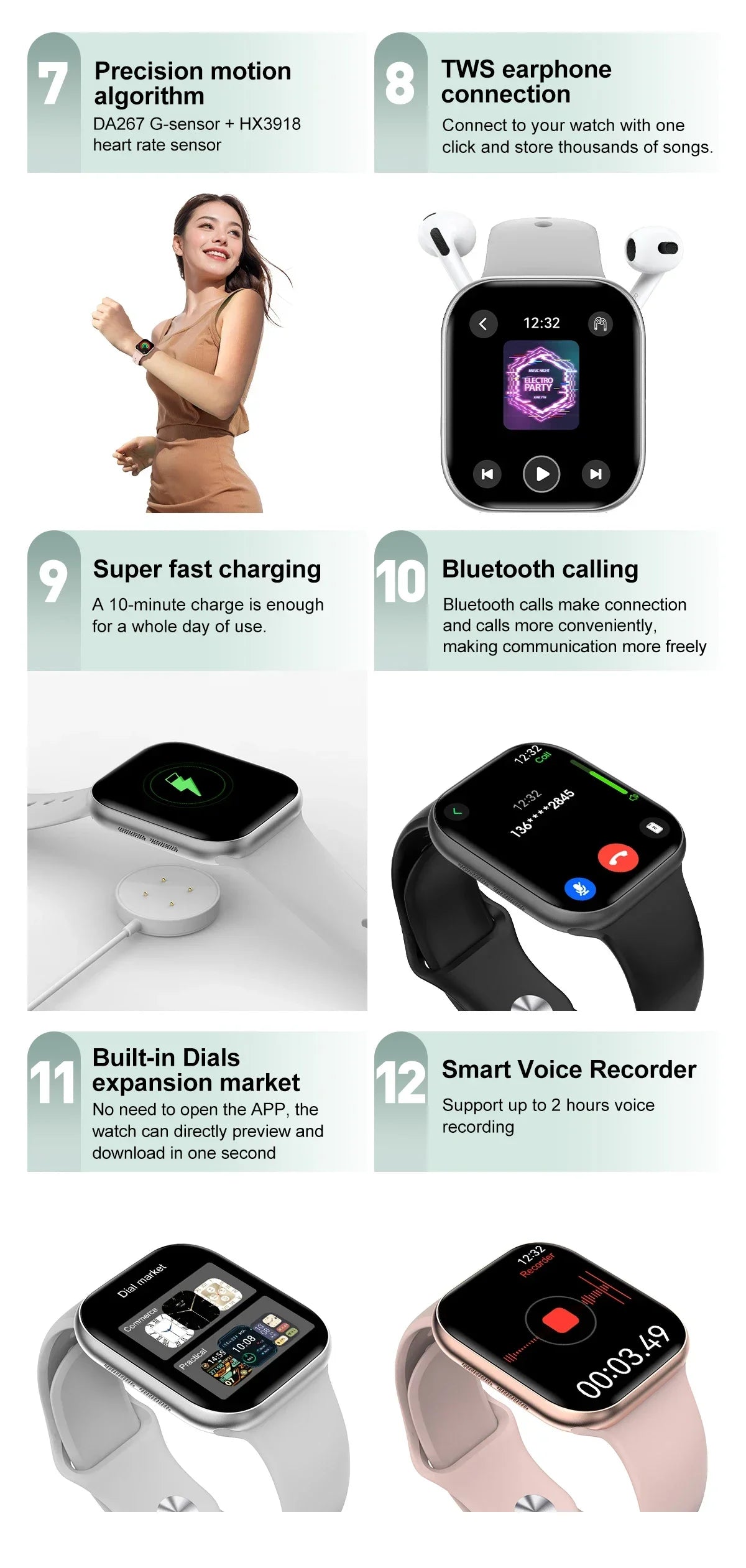 2025 New Original for Apple DT Watch 10 Smart Watch Men AMOLED 4GB Memory Music 3D Surround BT Call Waterproof smart watch Woman