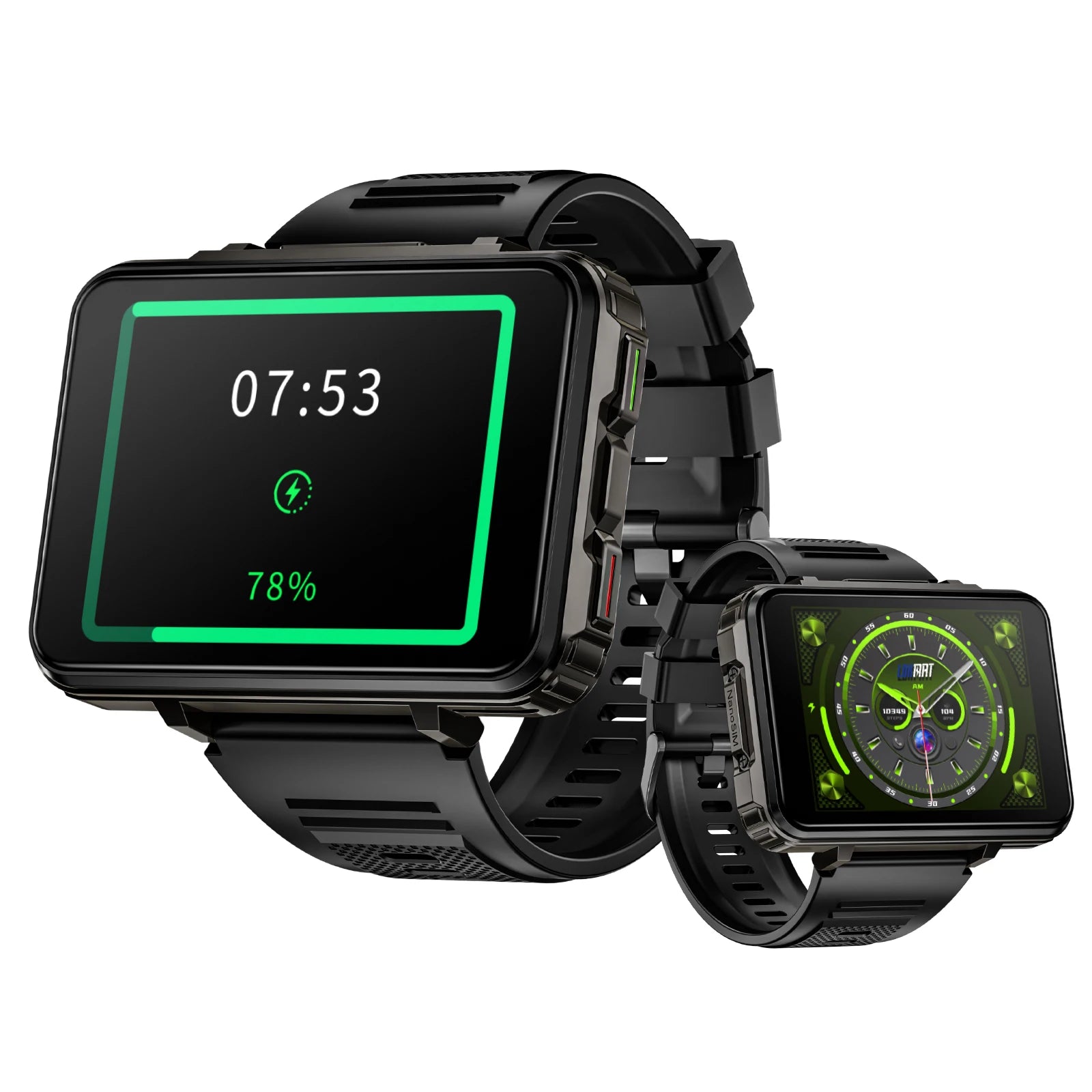 LOKMAT APPLLP 5 MAX Android Watch Phone Square Big Screen Wifi 4G Calls Smartwatches Dual Camera with Flashlight Gaming Watch