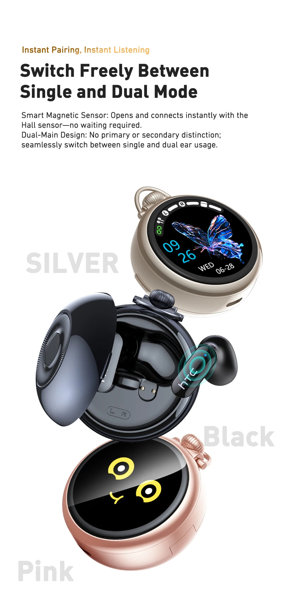 Ai Translation Smart Assistant HTC NE71 Wireless Bluetooth Earphones Headphones Full HD LCD Display Headset Music Sports Earbuds