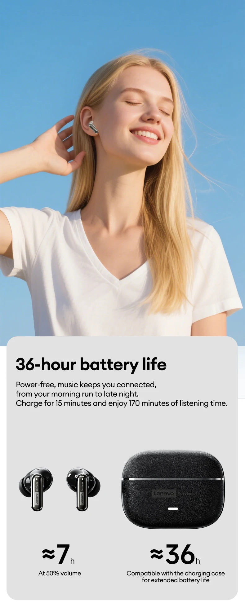 Lenovo LE208 Bluetooth V6.0 Earphones ENC Noise Cancelling Wireless Headphone Low Latency Gaming Music Earbuds HD Call With Mic