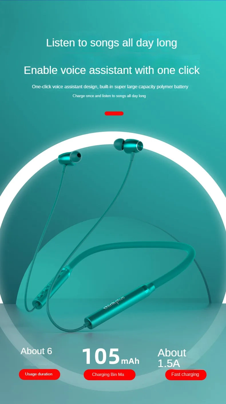 Lenovo Bluetooth Earphones HE05XII Wireless Earbuds Magnetic Neckband Earphone Waterproof Sport Headset Mic Noise Cancelling