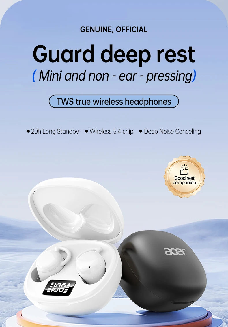 [Official Acer Product] Ohr557 Wireless Bluetooth Headphones In-Ear Design Sleep Headphones Comfortable for Wearing Sports Running Fitness Compatible with Mobile Phones Tablets Laptop Devices