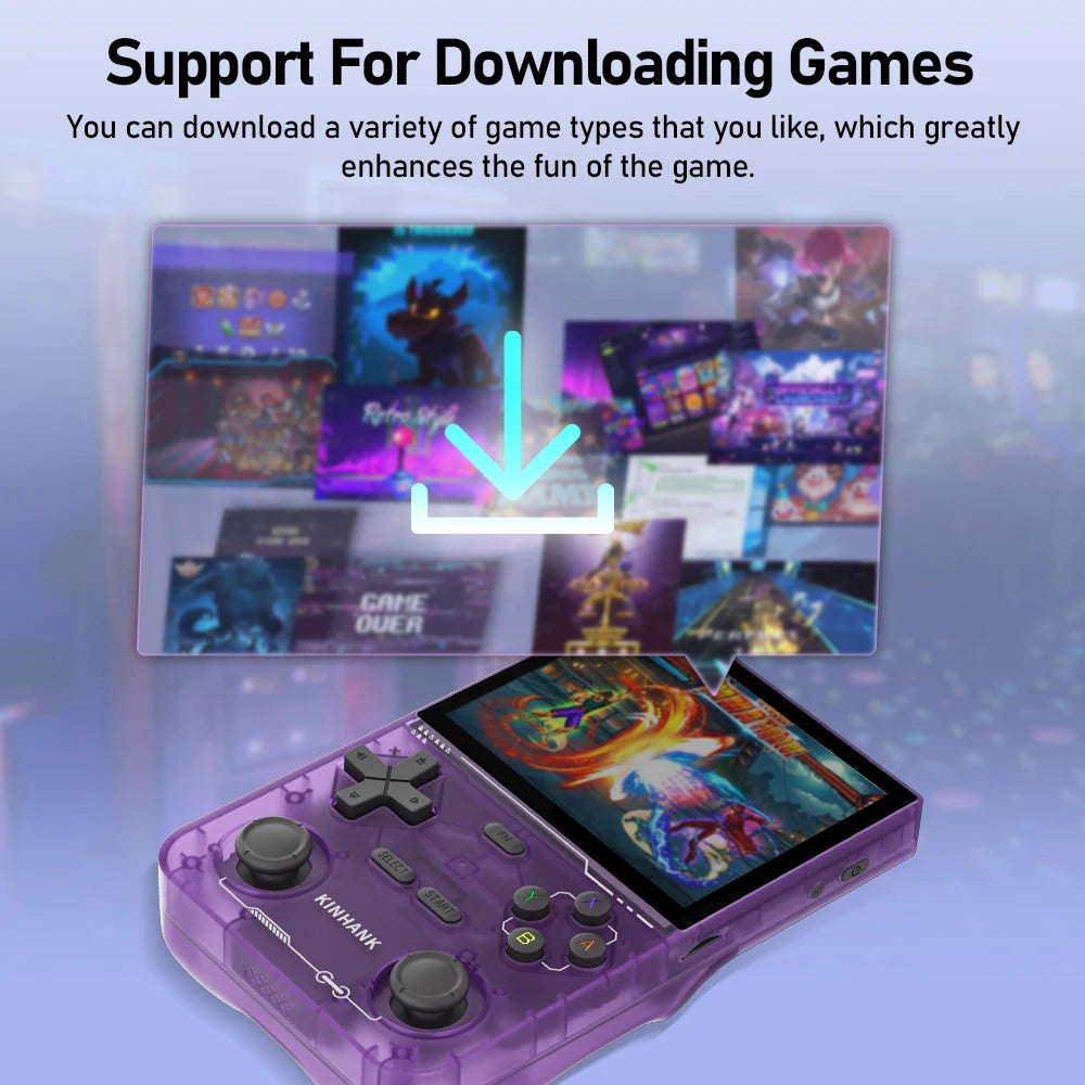 KINHANK K36 Open Source Handheld Game Console 3.5 Inch IPS Screen 9000 Games Emulator for PS1/PSP/DC/N64/SS - 256G Expandable Storage