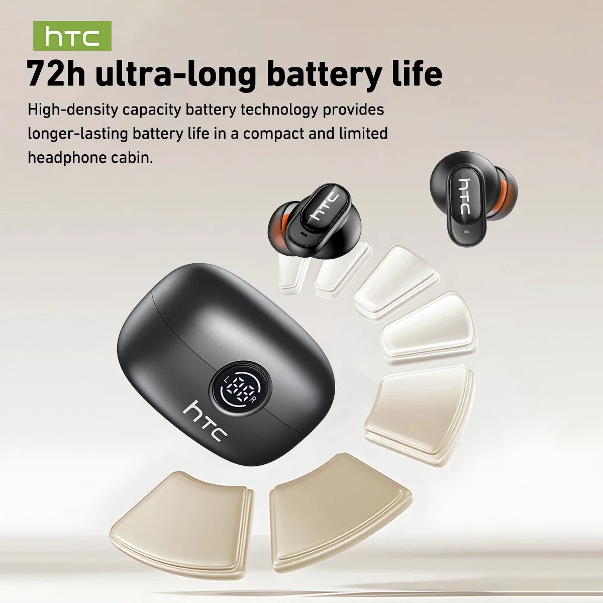 HTC NE79 TWS Wireless Bluetooth Earphones: AI Translator Earbuds Noise Cancellation Long Battery Life Premium Audio Headphones