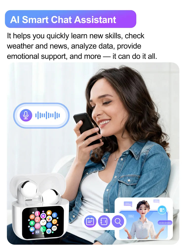 Real Time Translators Headphones Wireless Earphones Noise Canceling IPX7 Waterproof Smart Touch Control Kids Women Men Earbuds