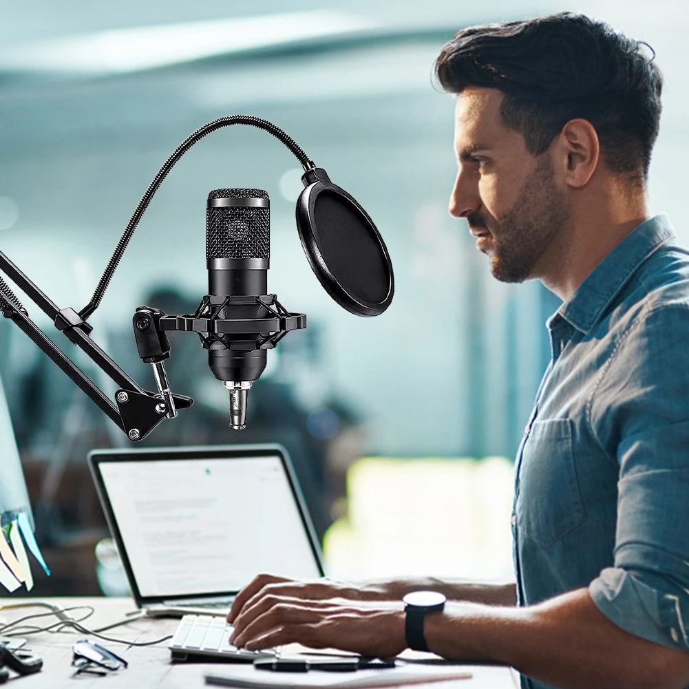 Podcast Equipment Bundle with BM800 Microphone And V8 Sound Card - Complete Recording Kit for Podcasting Streaming Gaming & Music Production